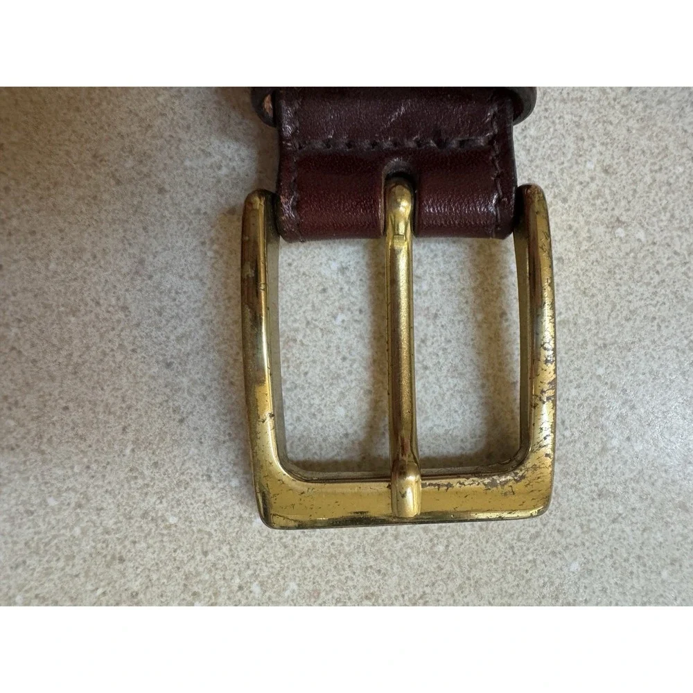 Vintage Trafalgar Cortina Oxblood Leather Brass Buckle Belt 34Handmade USA